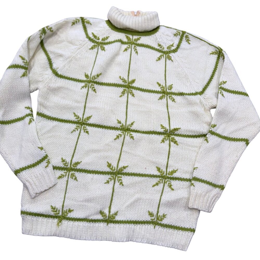 Vintage Carol Brent 1960’s Grandma Mock Neck Snowflake Ski Sweater